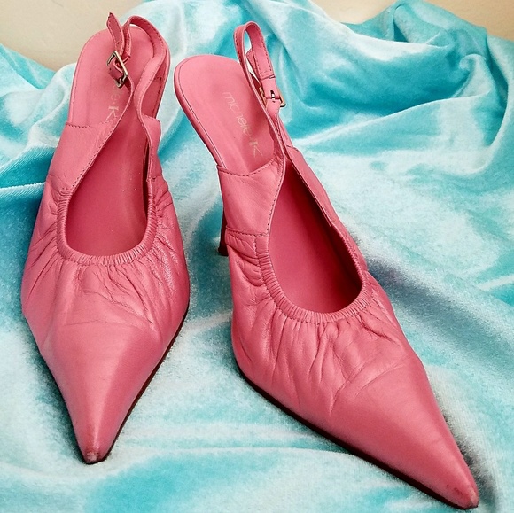 Michelle K Shoes - Michelle K Barbie Pink Leather Slingback Heels